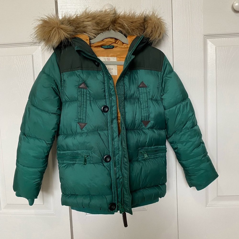 Zara Boys Green Puffer Jacket